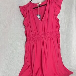 NWT Universal Thread Hot  Pink Midi Dress Flutter Sleeve